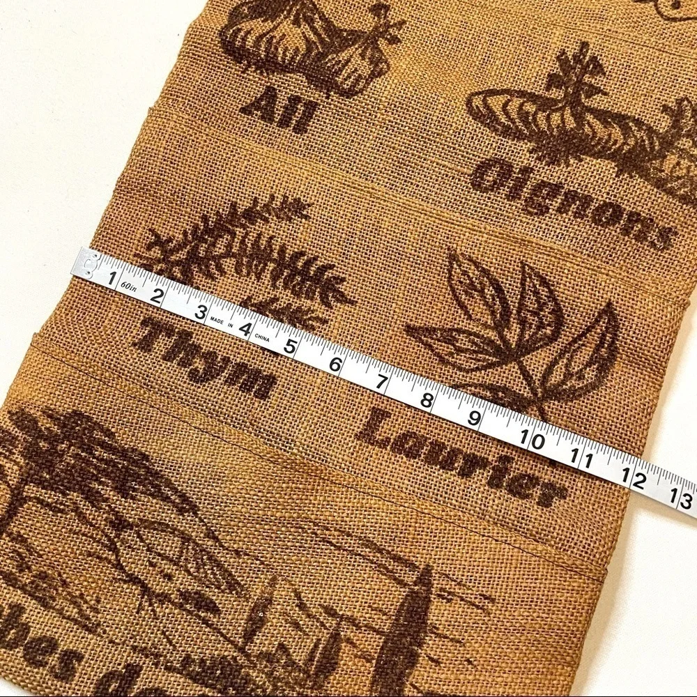 Vintage handmade printed burlap wall hanging organizer